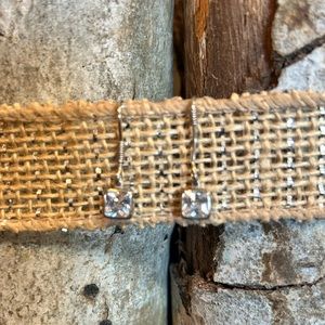Sterling Silver earrings w/ square CZ stone